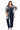 Pant Suit Floral Long Plus Size Formal Pantsuit Navy/Slate