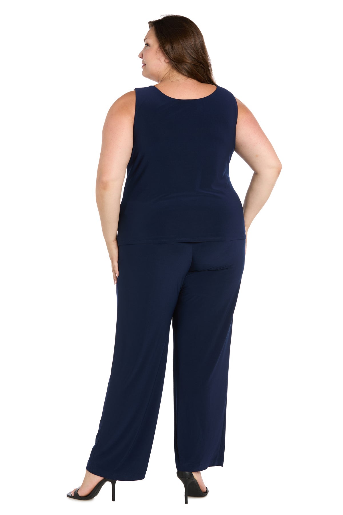 Pant Suit Floral Long Plus Size Formal Pantsuit Navy/Slate