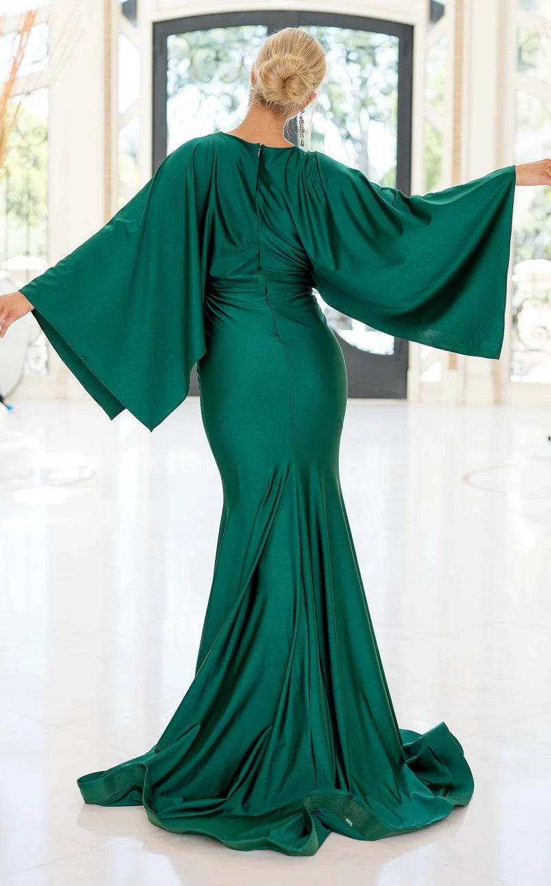 Jessica Angel 335 Long Formal Kimono Sleeves Evening Dress - Hunter / Xs Jessica Angel 335 Long Formal Kimono Sleeves Evening Dress - Hunter / Xs