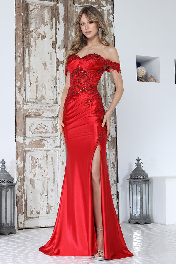 Long Formal Slit Corset Prom Dress Adora Design 3376