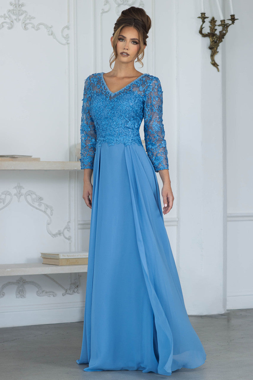 Mother of the Bride Dresses Lace Long Formal Mother of the Bride Dress Lenovia 8375 Dusty Blue