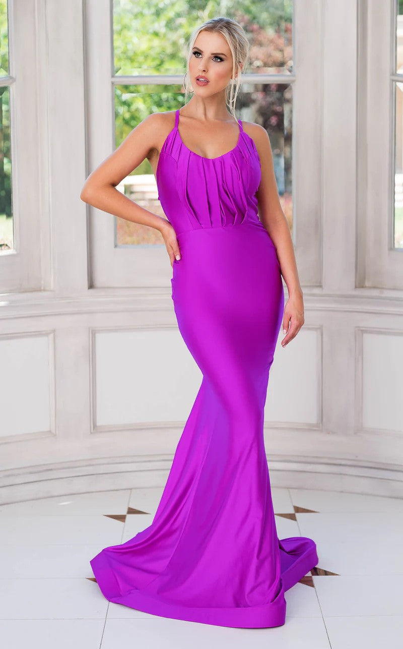 Jessica Angel 337 Fitted Long Formal Pleated Prom Dress