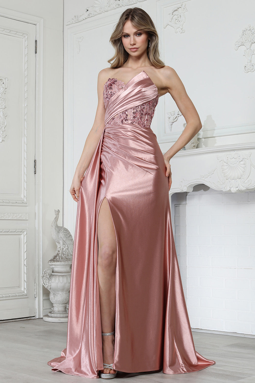 Prom Dresses Long Formal Prom Lace Applique Corset Dress Adora Design 3381 Rose
