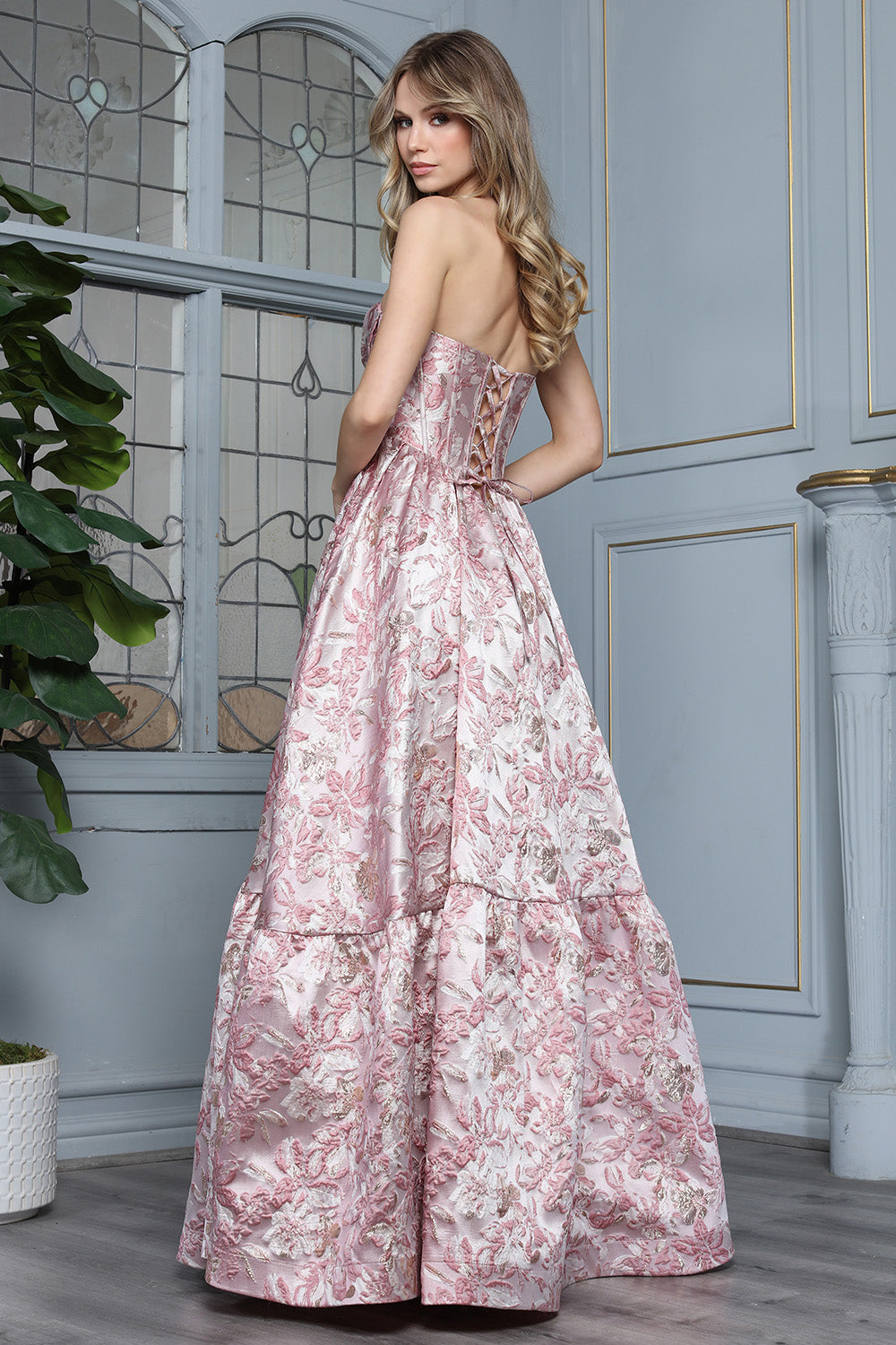 Prom Dresses Long Formal Ruffle Ball Gown Floral Print Prom Dress Adora Design 3384 Rose Multi