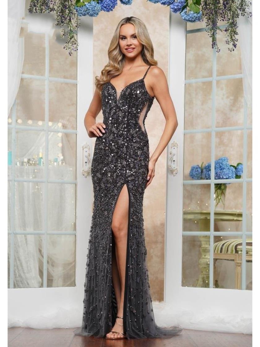 Colors 3387 Long Fitted Formal Evening Prom Dress - Gunmetal / 16 Colors 3387 Long Fitted Formal Evening Prom Dress - Gunmetal / 16