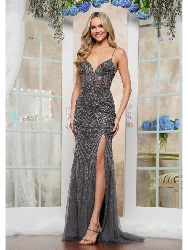 Colors 3389 Long Slit Formal Prom Dress