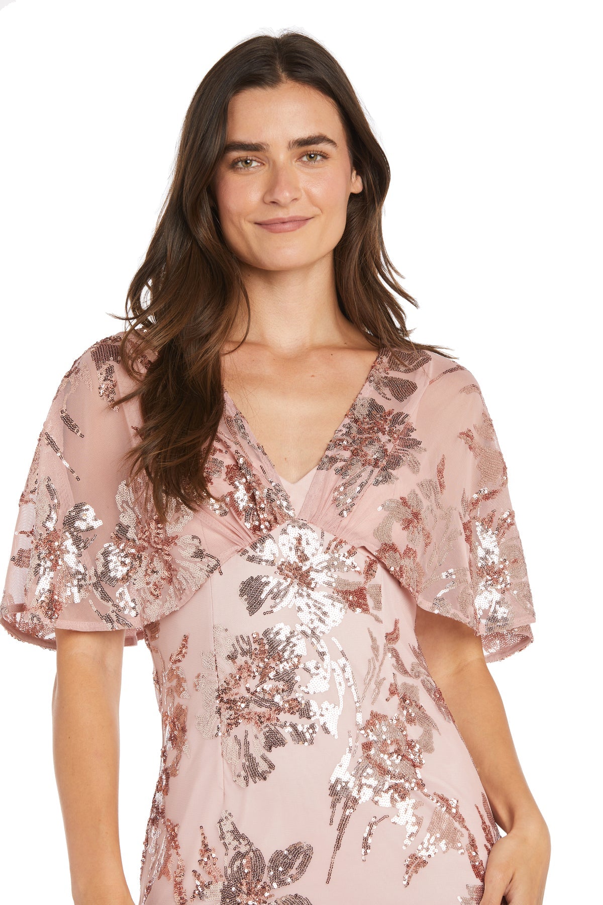 R&M Richards 3398P Short Sequin Floral Petite Cocktail Dress
