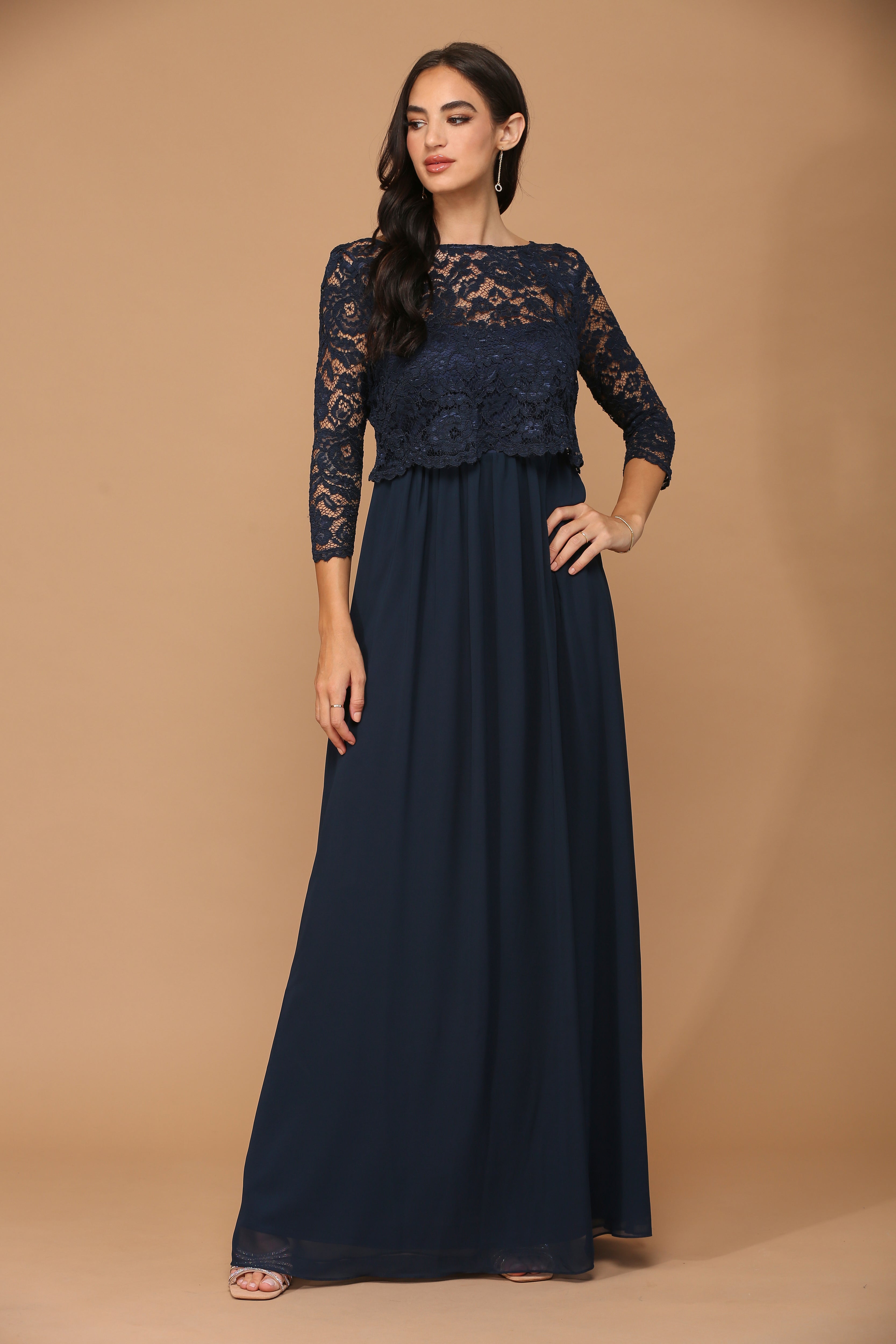 Crew/High-Neck Floor-Length Chiffon Occasion A-Line Eva Fashion 3399