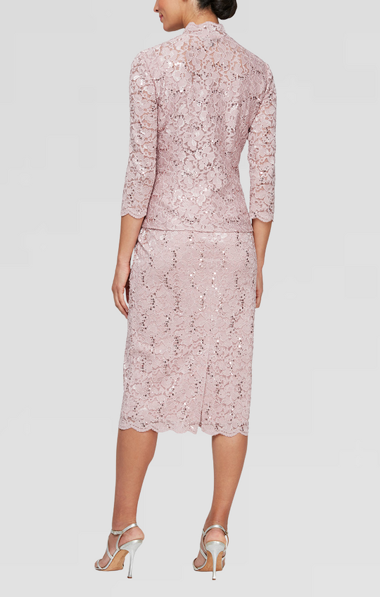 SL Fashions 9213104 Petite Lace Jacket Short Dress