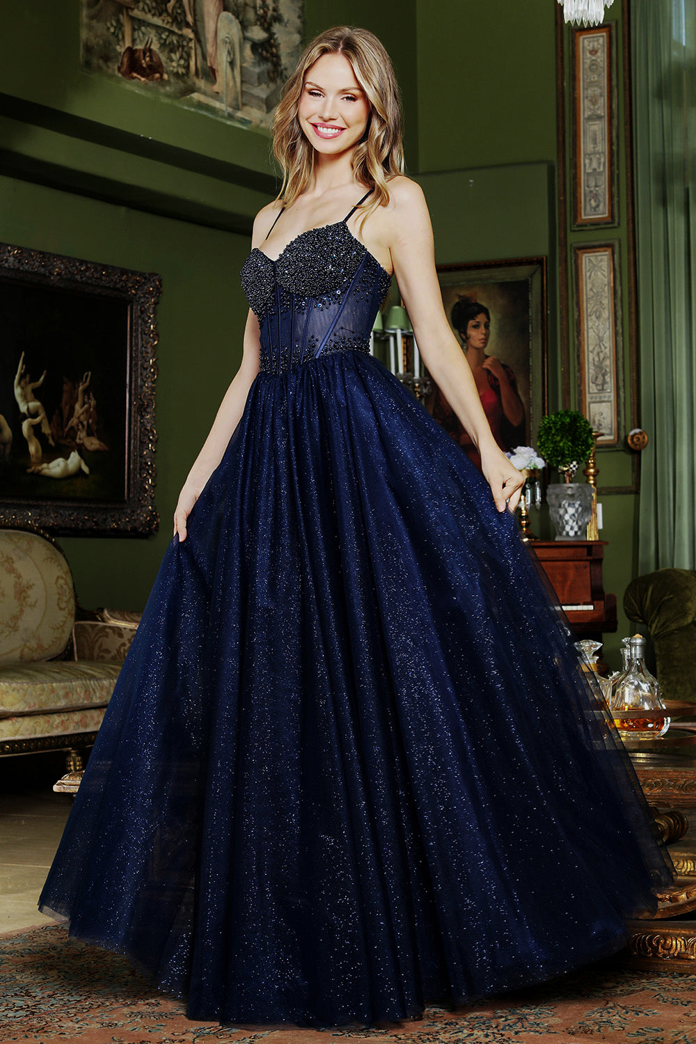 Sweetheart Floor-Length Tulle Evening Ball Gown Adora Design 3402