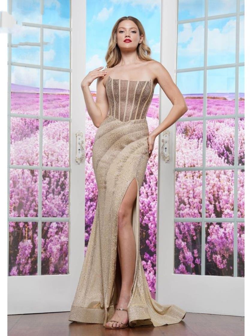 Prom Dresses Fully Long Fitted Beaded Formal Prom Dress Gold