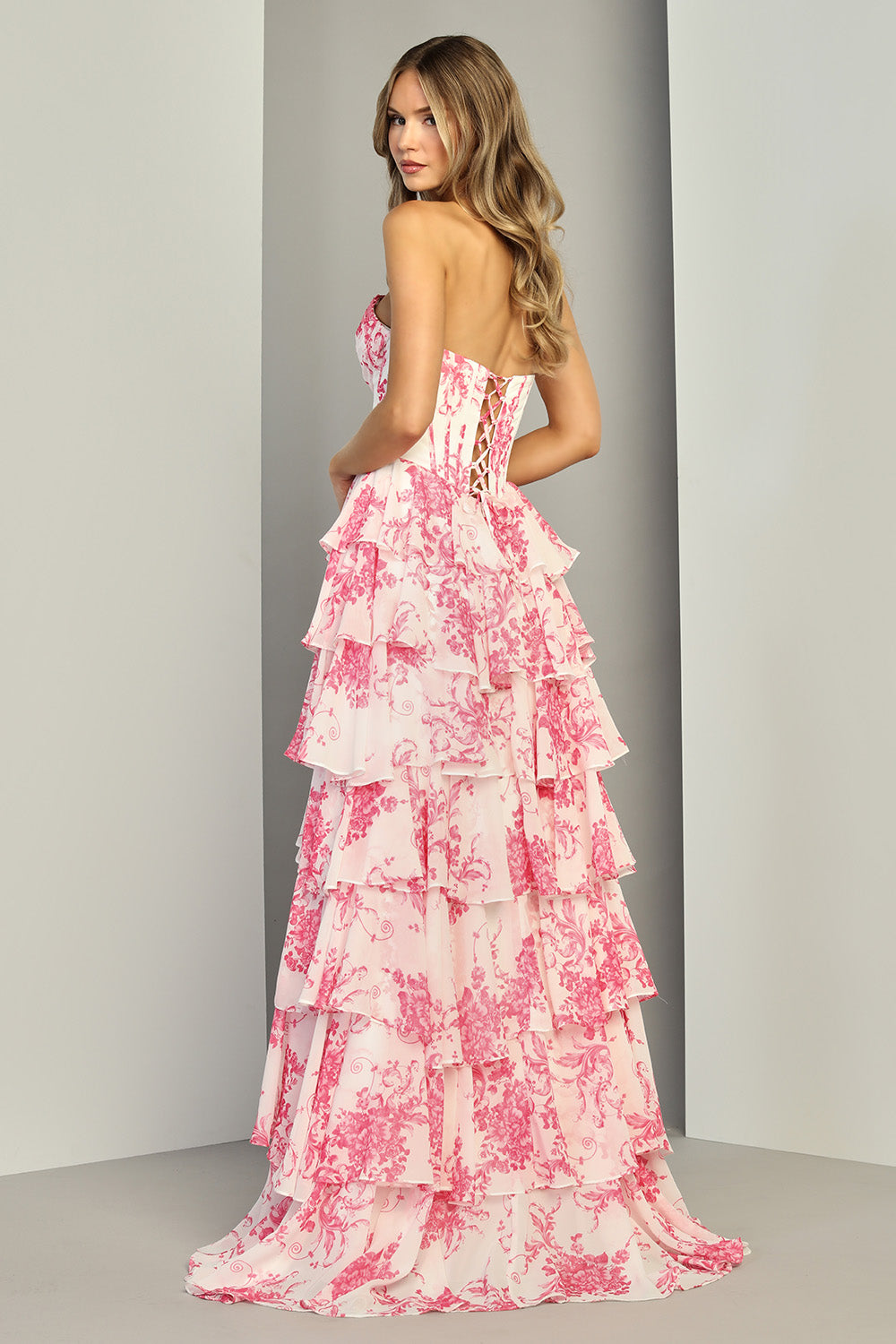 Strapless Curved Neck Floor-Length Chiffon Formal A-Line Adora Design 3403