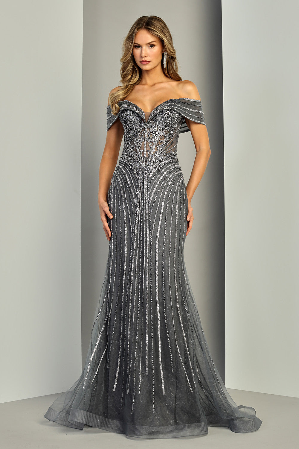 Off-the-Shoulder Floor-Length Sequin Formal Mermaid Adora Design 3404