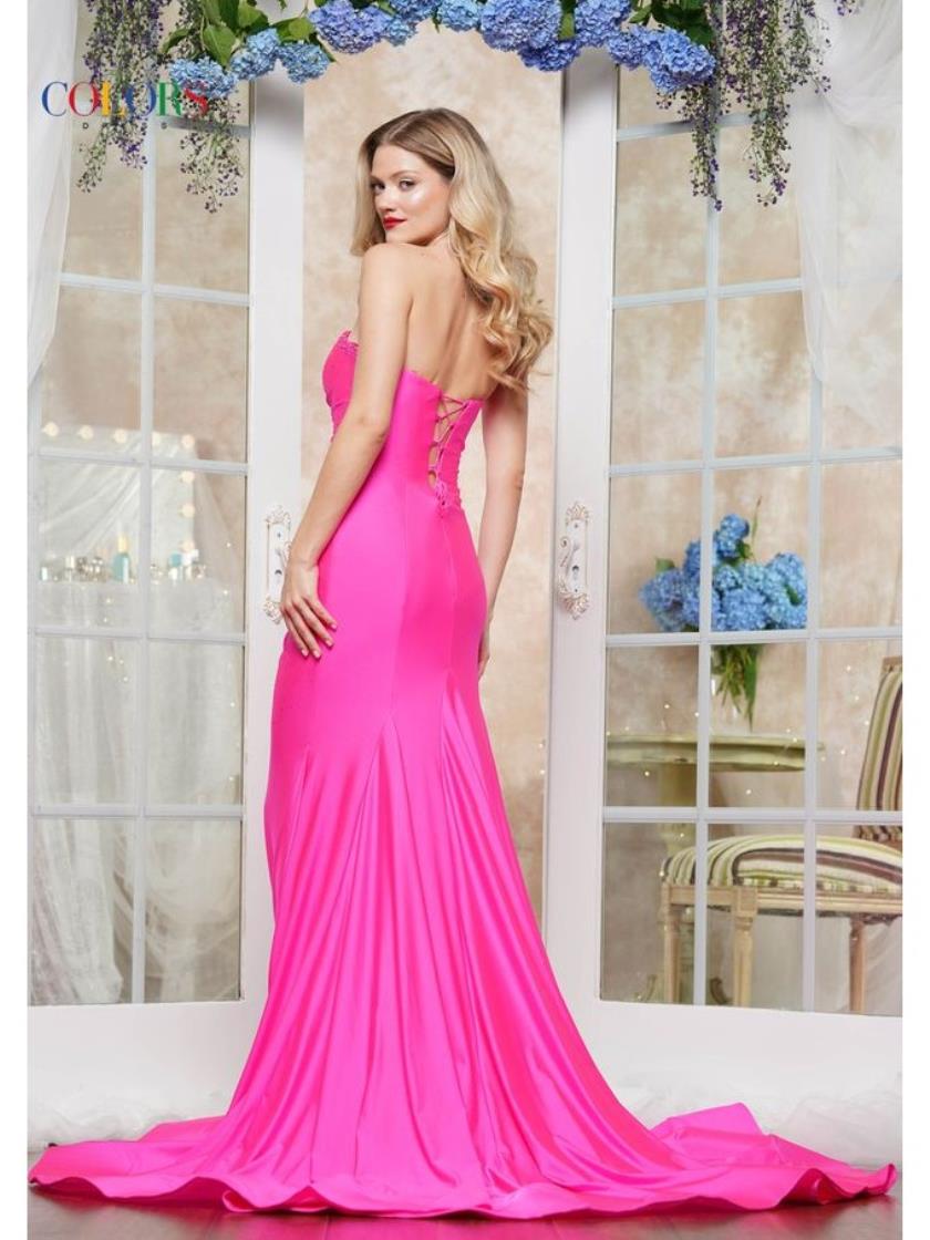 Colors 3407 Long Beaded Slit Formal Prom Dress