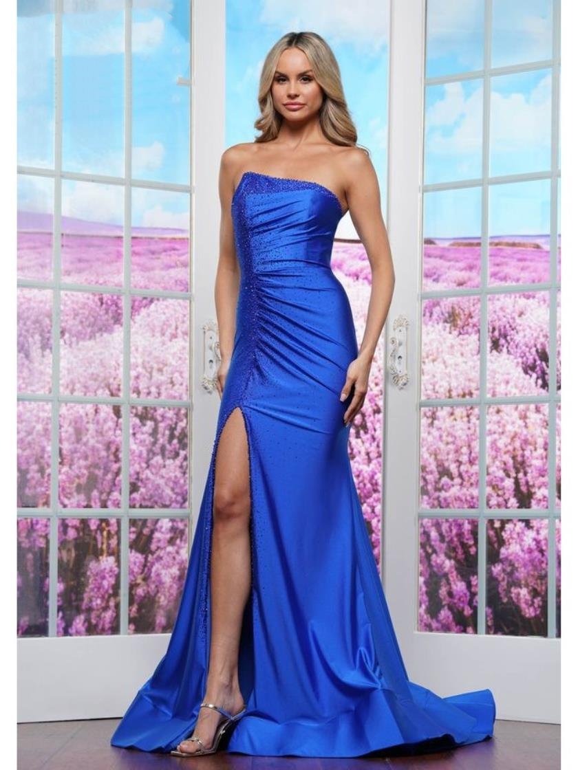 Prom Dresses Long Beaded Slit Formal Prom Dress Royal