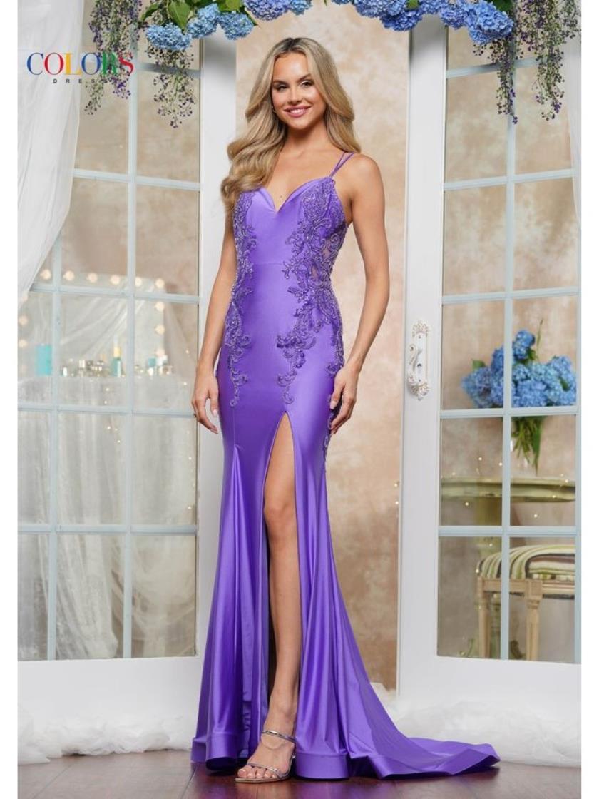Colors 3410 Fitted Formal Long Evening Prom Dress