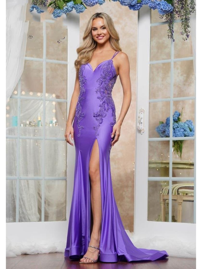 Prom Dresses Fitted Formal Long Evening Prom Dress Violet