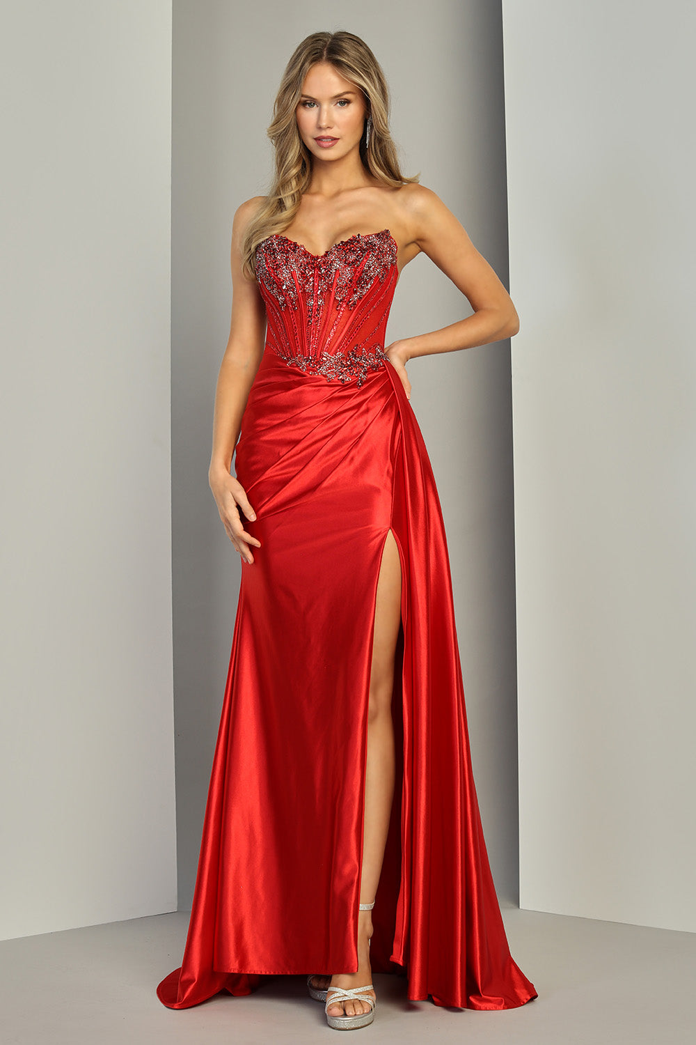 Strapless Curved Neck Floor-Length Satin Occasion Mermaid/Trumpet Adora Design 3410