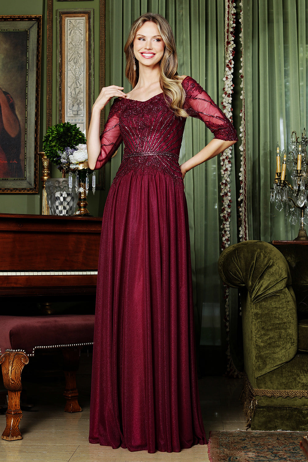 Off-the-Shoulder Floor-Length Tulle Formal A-Line Adora Design 3411