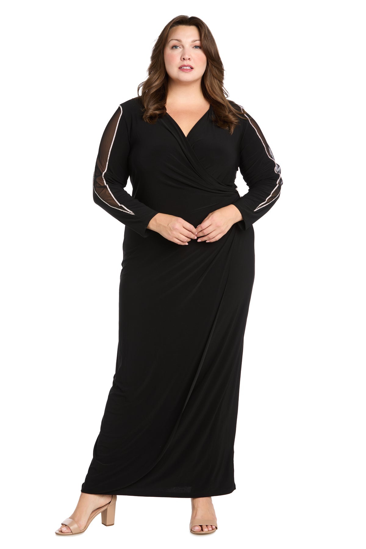 R&M Richards 3411W Plus Size Long Sleeve Formal Evening Dress