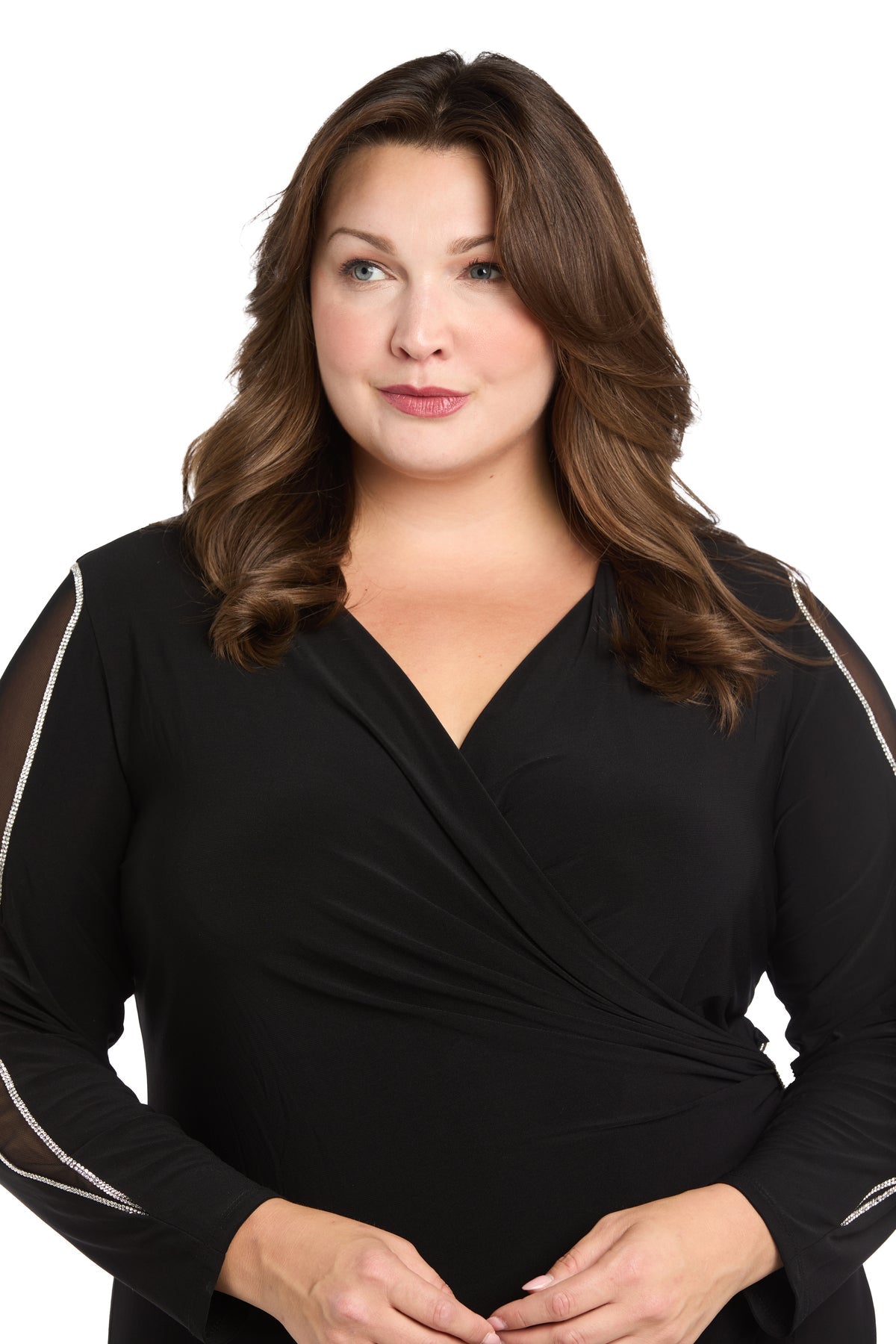 R&M Richards 3411W Plus Size Long Sleeve Formal Evening Dress