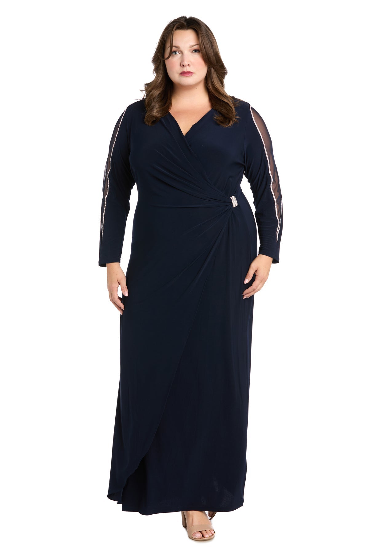 R&M Richards 3411W Plus Size Long Sleeve Formal Evening Dress
