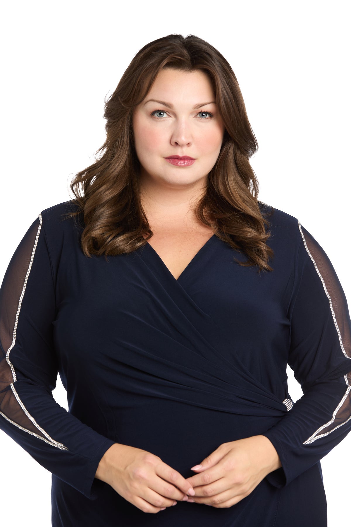 R&M Richards 3411W Plus Size Long Sleeve Formal Evening Dress