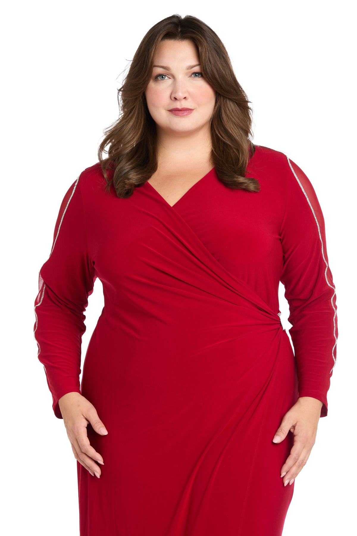R&M Richards 3411W Plus Size Long Sleeve Formal Evening Dress
