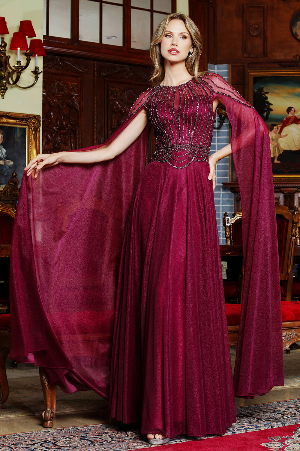 Jewel Floor-Length Chiffon Occasion A-Line Adora Design 3412