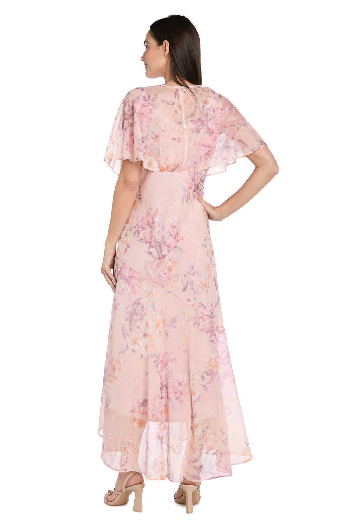 R&M Richards 3415 High Low Formal Floral Print Maxi Dress