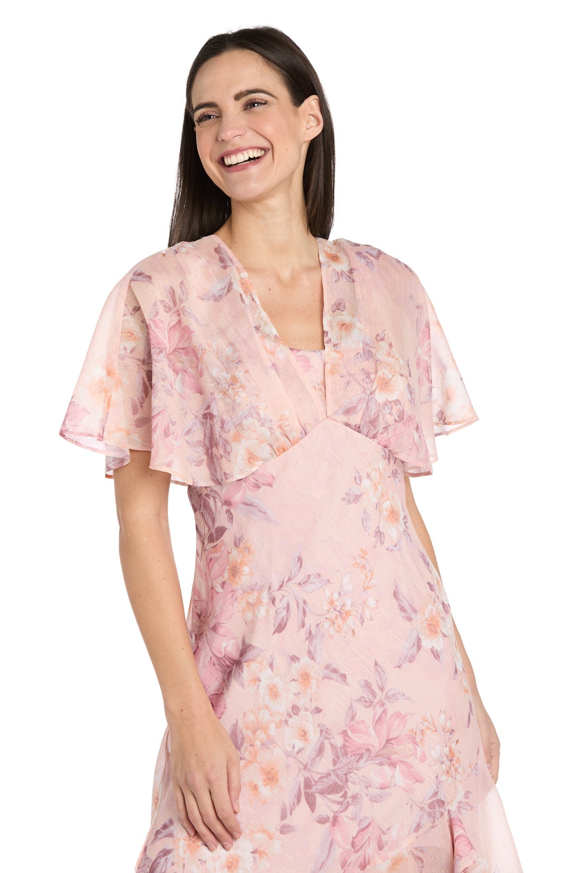 R&M Richards 3415 High Low Formal Floral Print Maxi Dress
