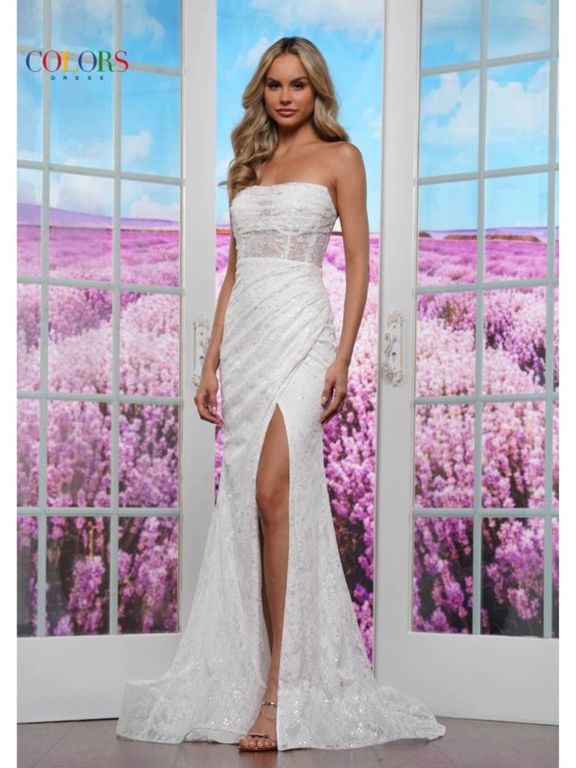 Colors 3415 Formal Fitted Long Prom Glitter Dress