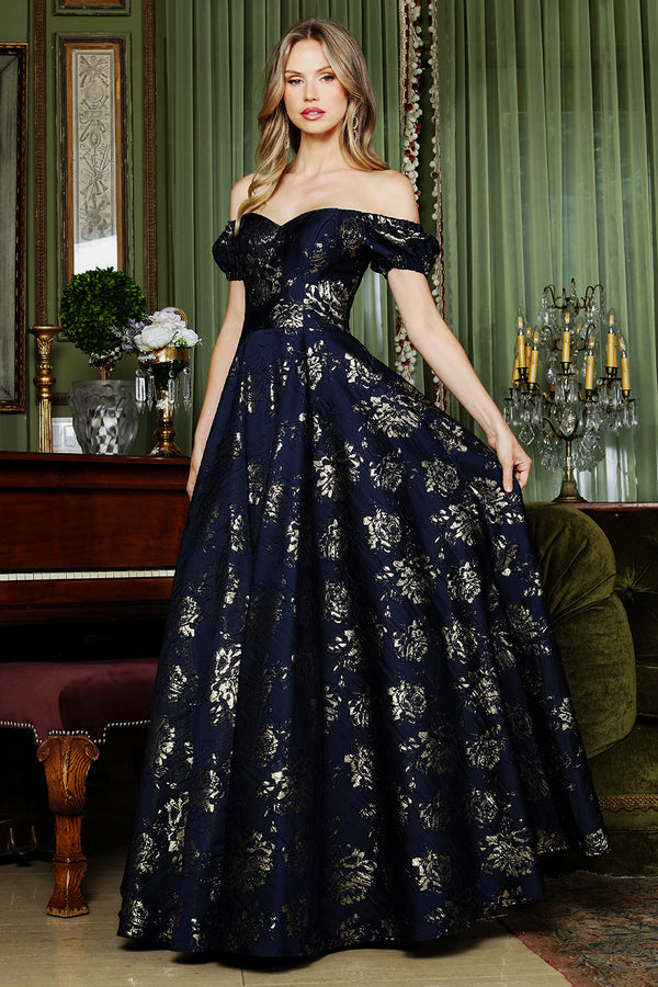 Off-the-Shoulder Floor-Length Mikado Formal A-Line Adora Design 3415