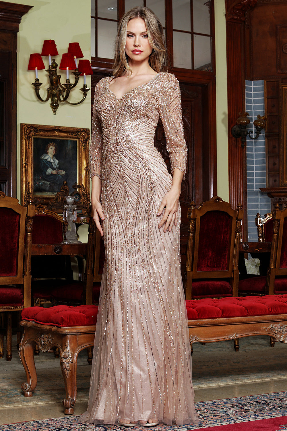 Sweetheart Floor-Length Sequin Formal Sheath/Column Adora Design 3418