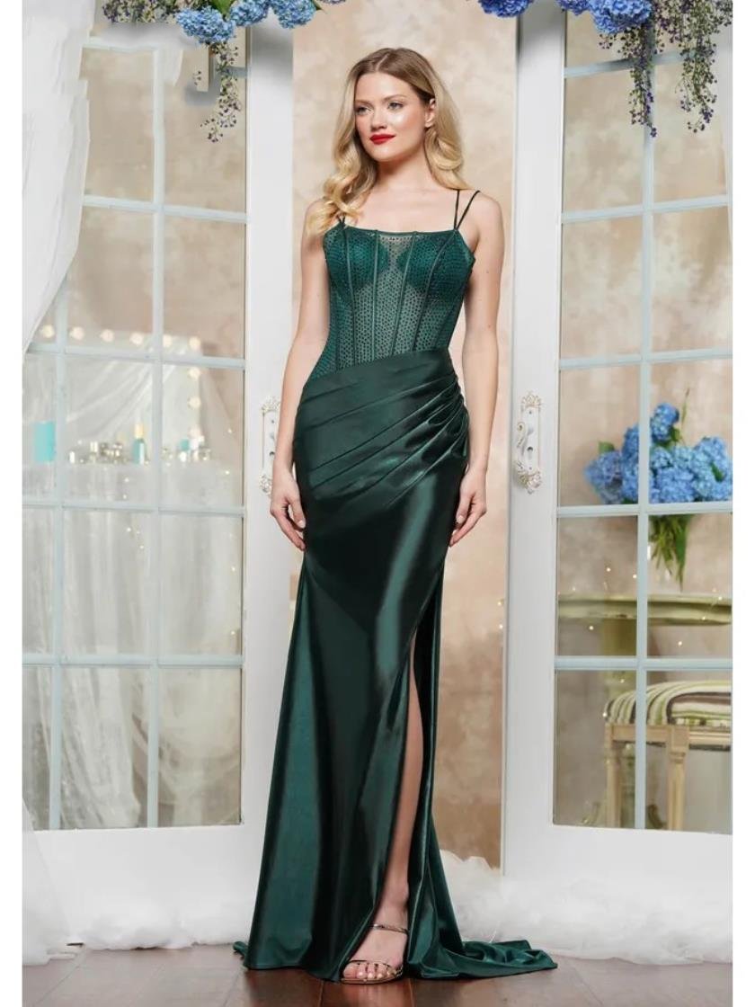 Colors 3421 Long Slit Fitted Metallic Formal Prom Dress - Nude / 16 Colors 3421 Long Slit Fitted Metallic Formal Prom Dress - Nude / 16