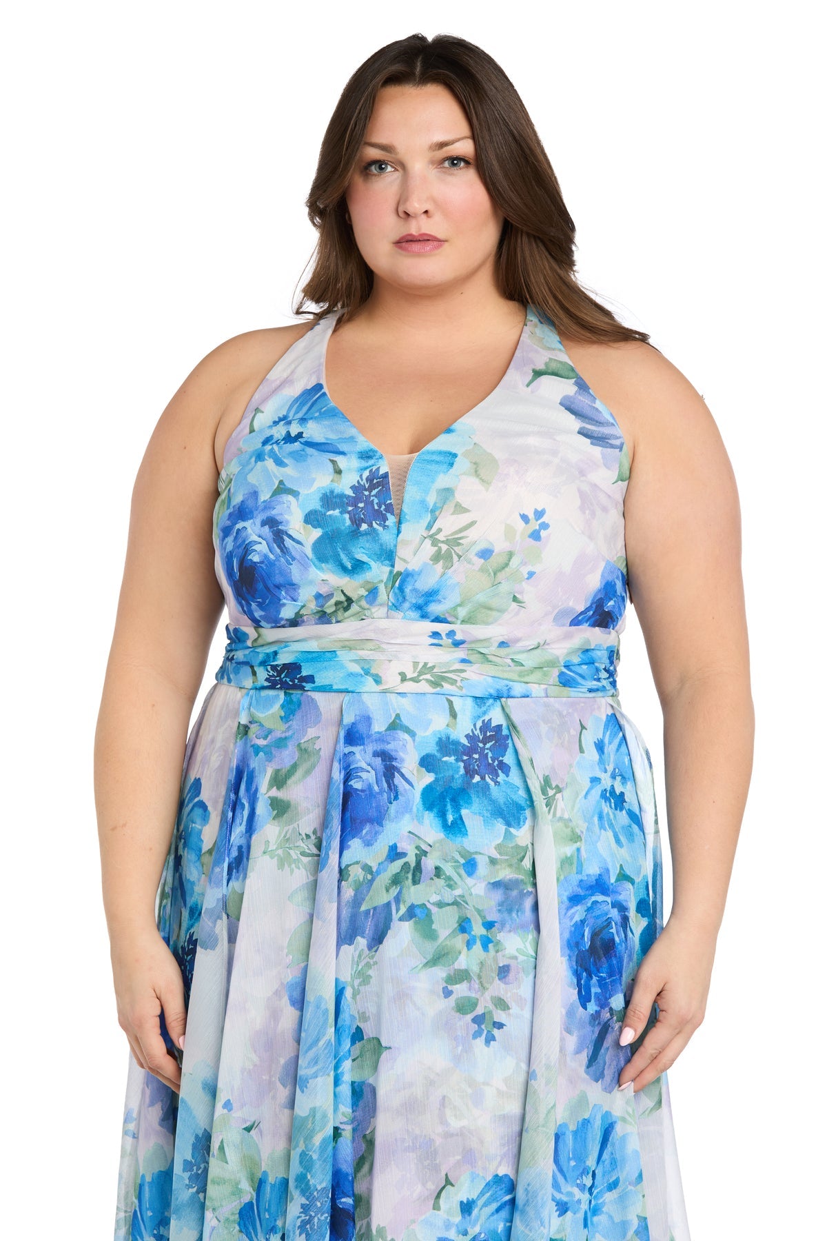 R&M Richards 3422W Long Plus Size Floral Print Formal Dress