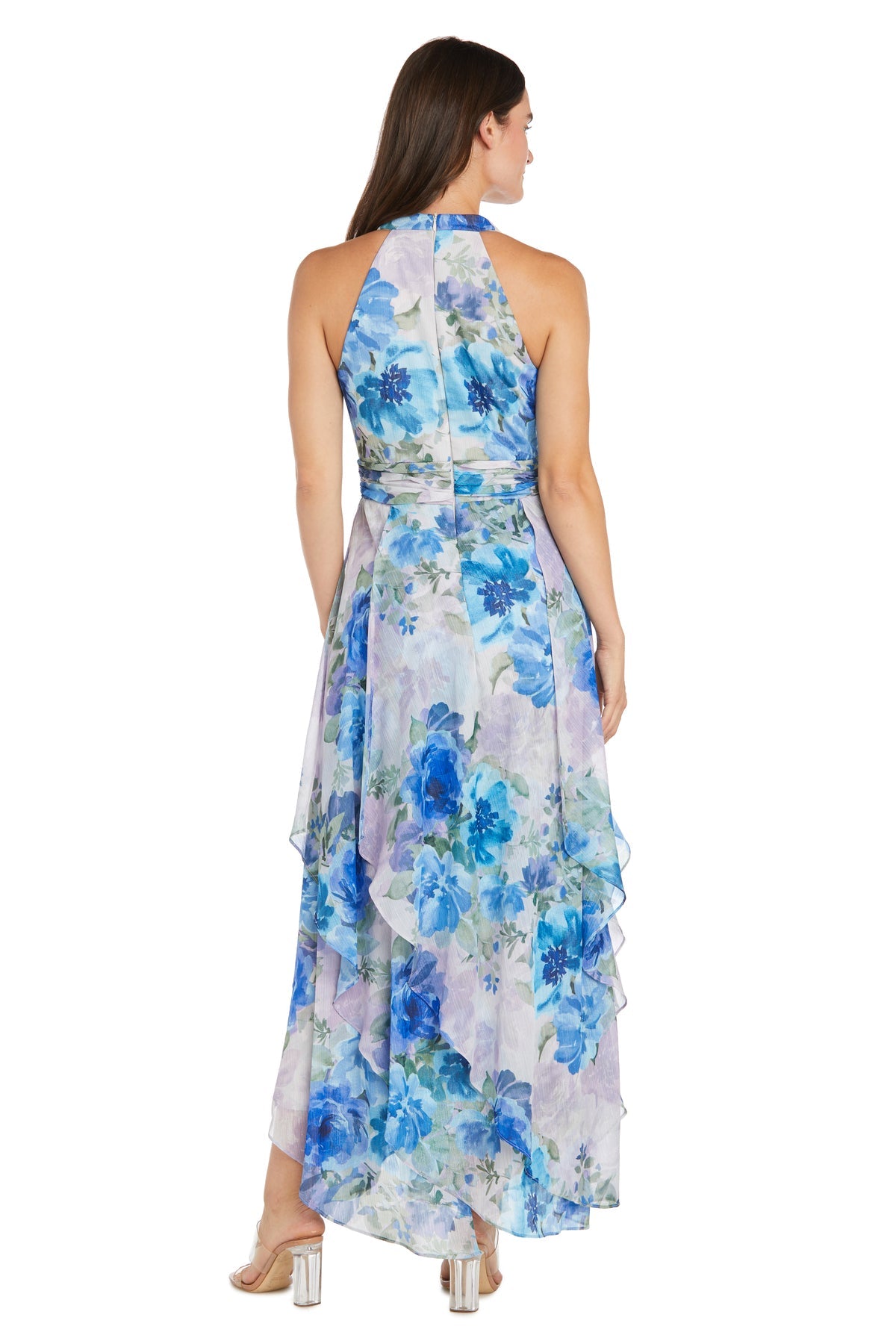 Formal Dresses Long Formal Floral Print Tiered Dress Blue/Lavender