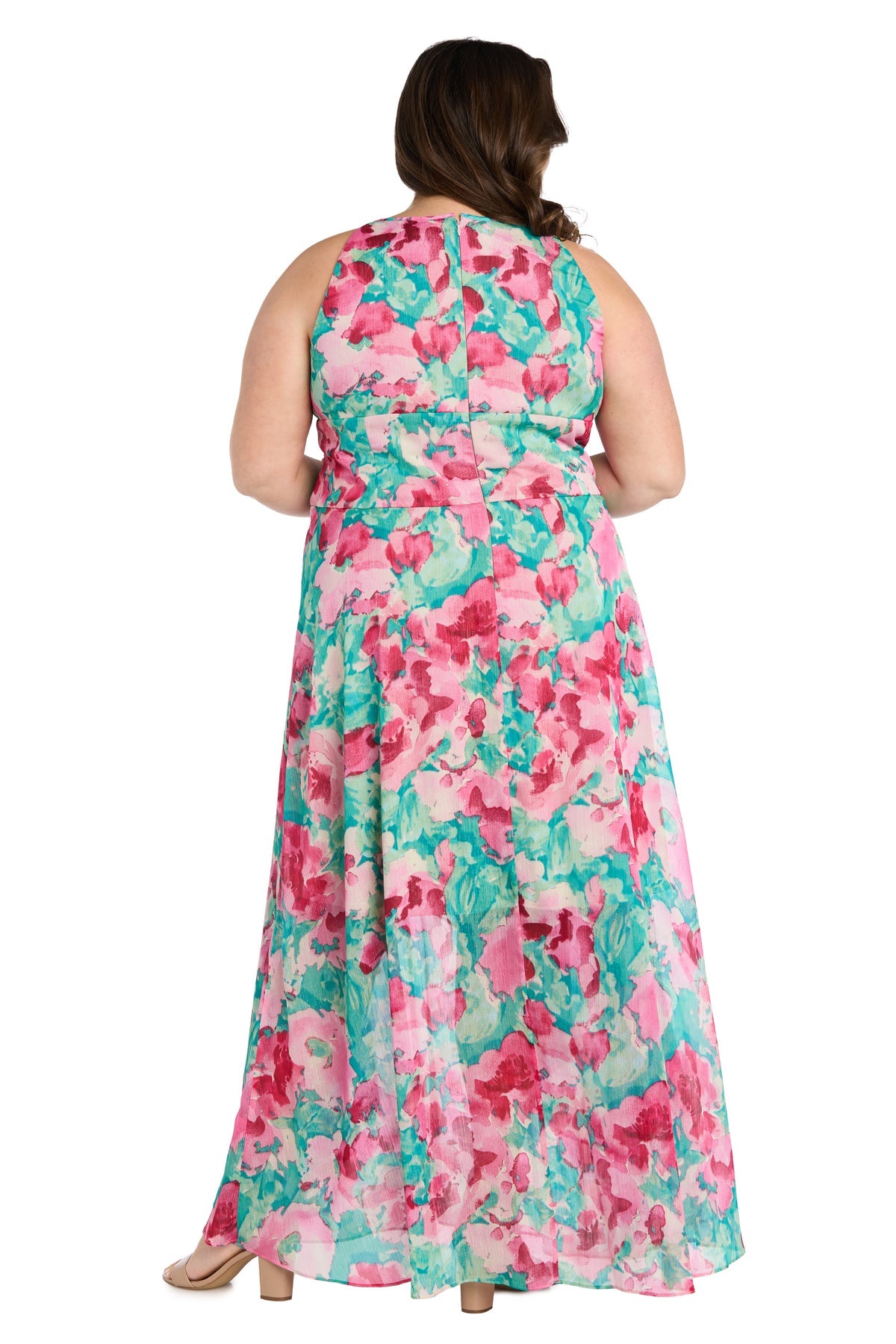 R&M Richards 3423W Plus Size Long Floral Print Formal Dress