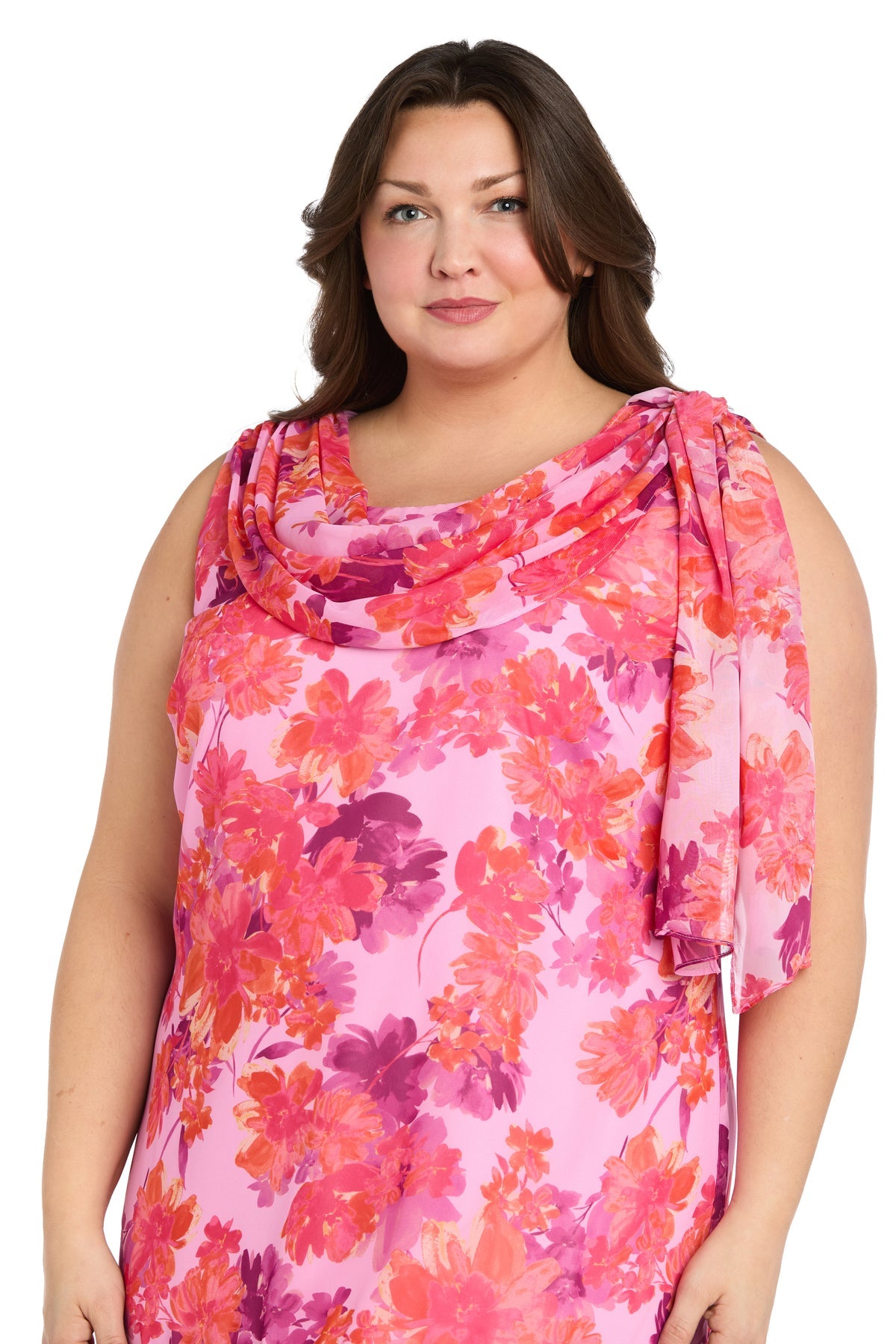 R&M Richards 3424W Plus Size Short Floral Ruffle Dress