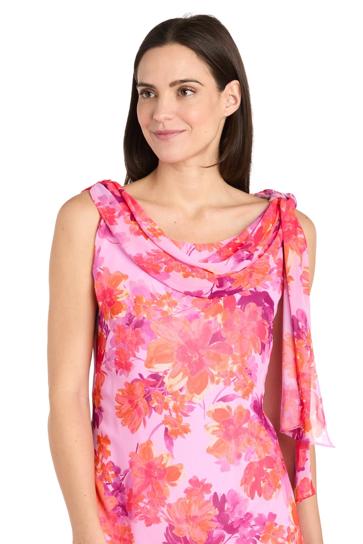 Cocktail Dresses Short Floral Print Ruffle Cocktail Dress Lilac/Coral