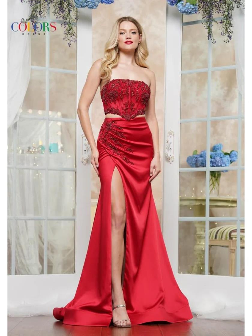Colors 3426 Fitted Formal Beaded Long Prom Dress
