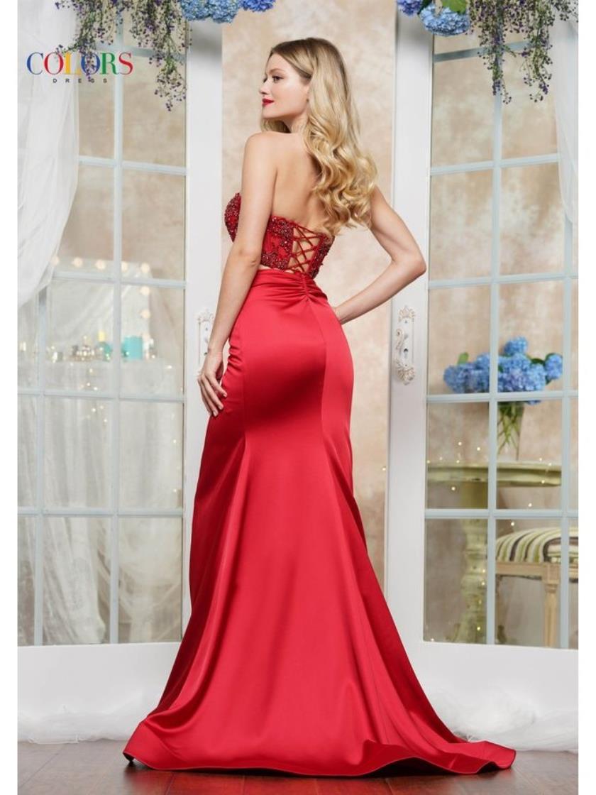 Colors 3426 Fitted Formal Beaded Long Prom Dress