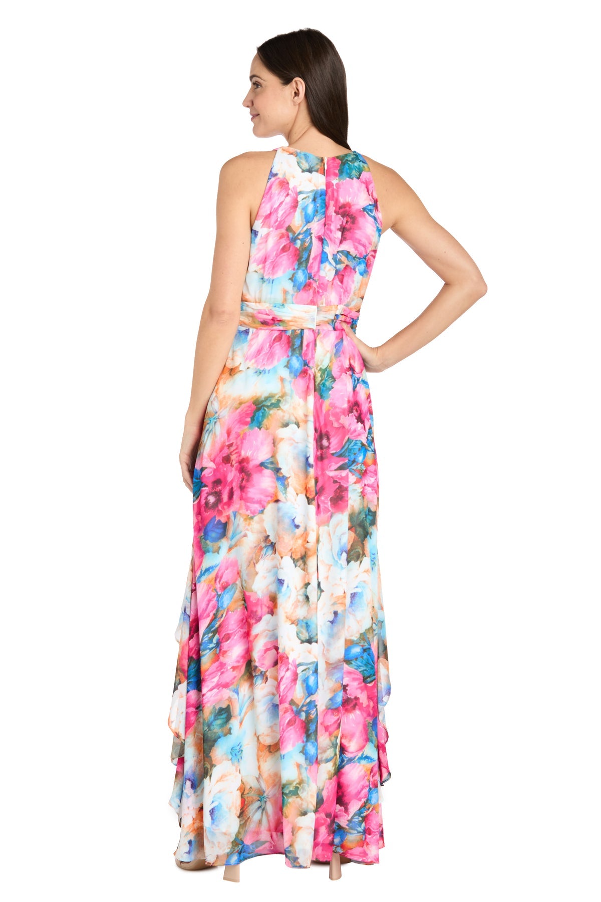 Formal Dresses Long Ruffle Floral A Line Formal Dress Fuchsia