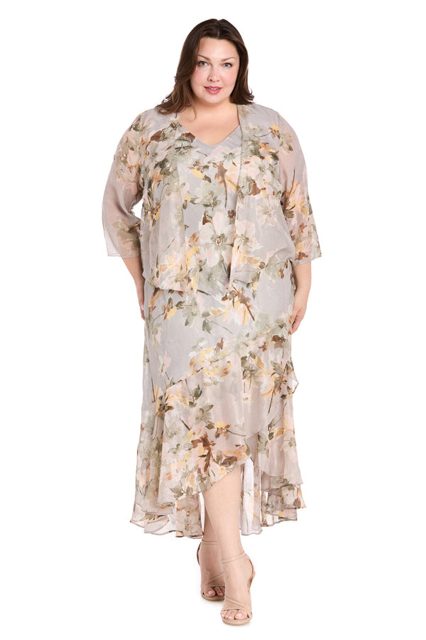 Plus Size Mother of the Bride Printed Dress High Low R&M Richards 3436W