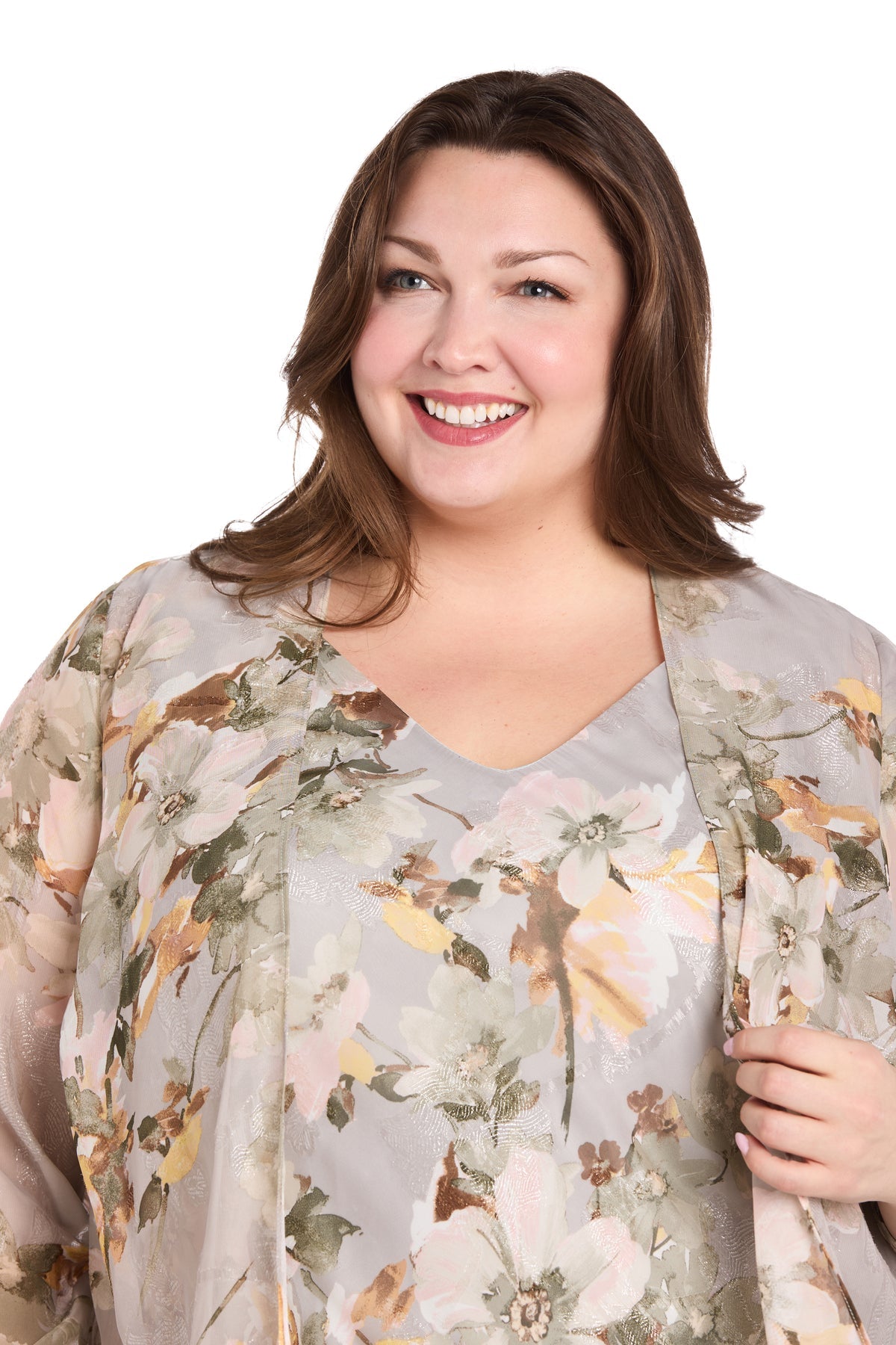 R&M Richards 3436W Plus Size Mother of the Bride Printed High Low Dress