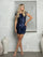 Prom Short Cap Sleeve Cocktail Party Dress Navy