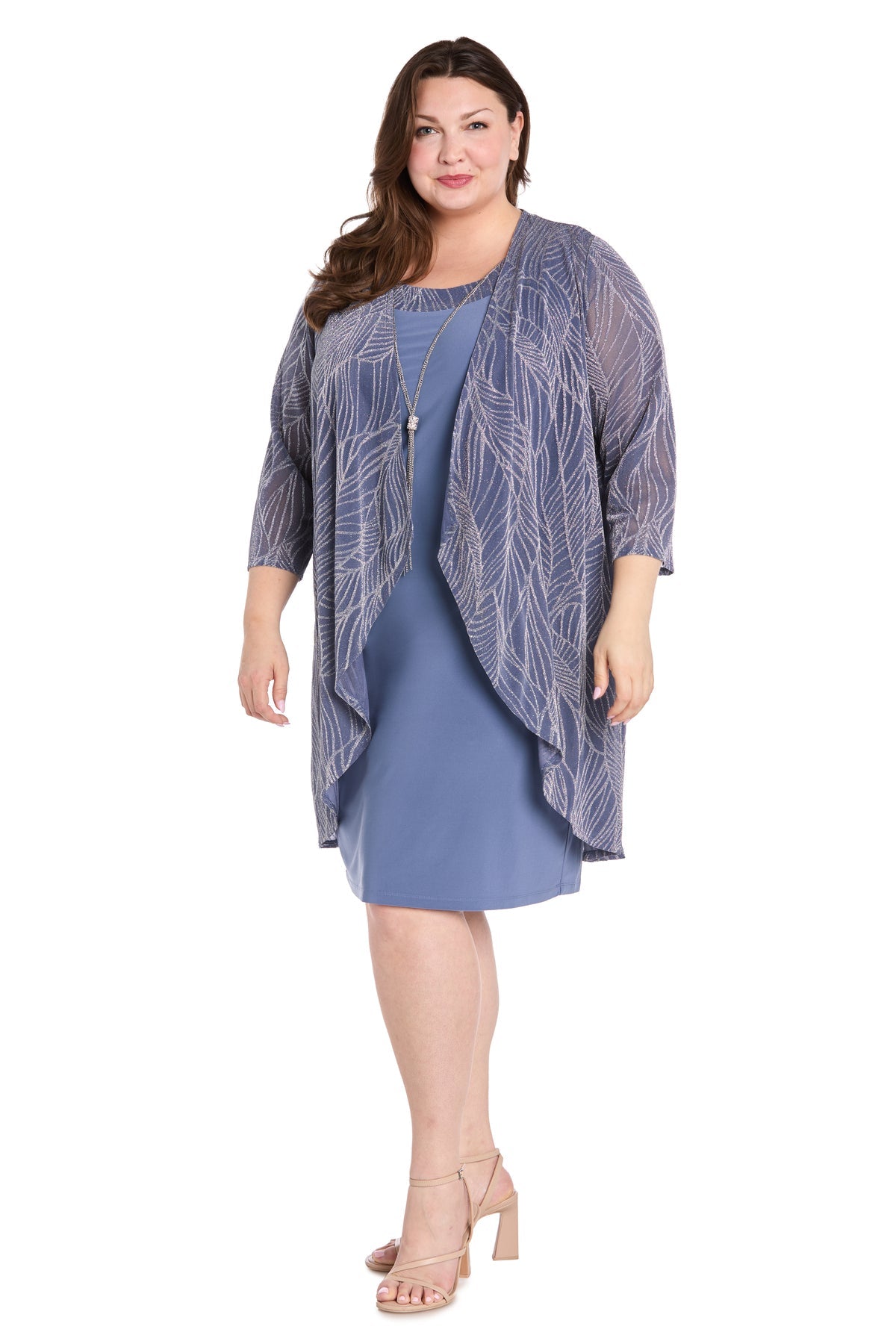 R&M Richards 3437W Plus Size Short Metallic Jacket Dress