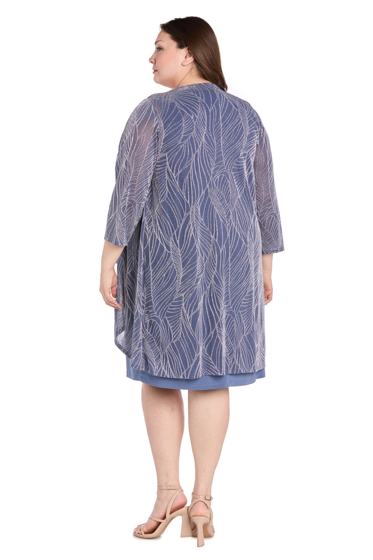 R&M Richards 3437W Plus Size Short Metallic Jacket Dress