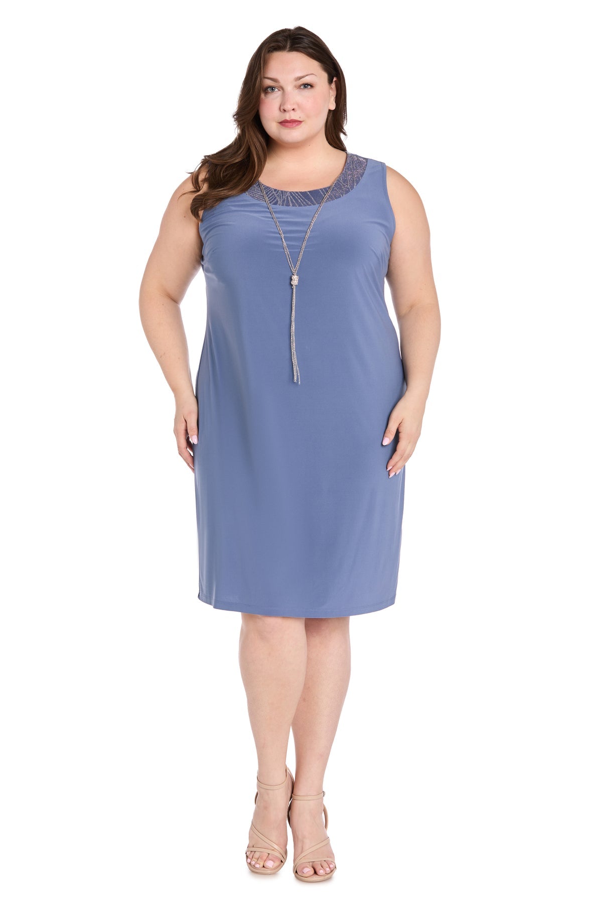 R&M Richards 3437W Plus Size Short Metallic Jacket Dress
