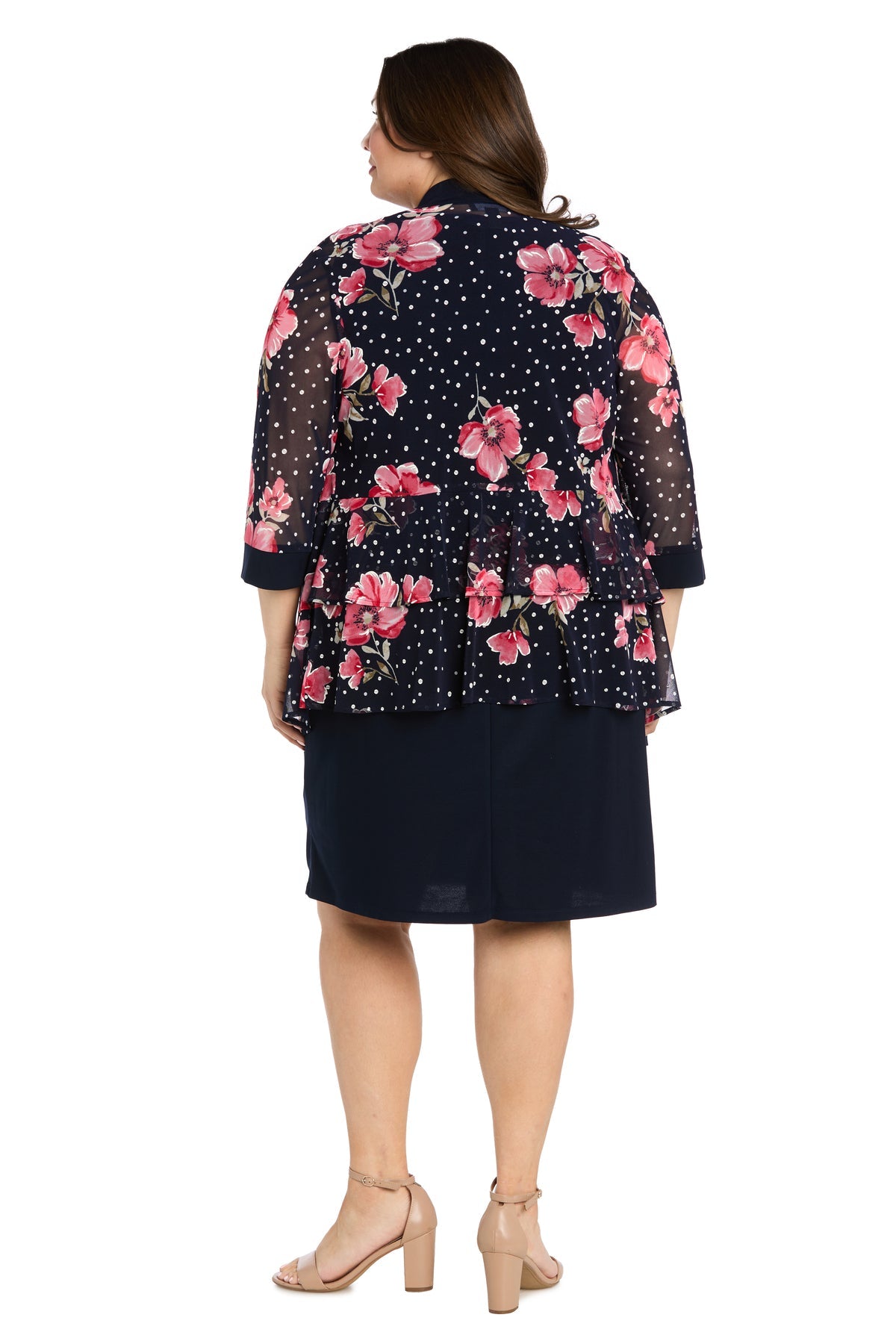R&M Richards 3438W Plus Size Short Floral Print Jacket Dress